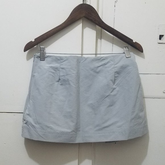 NWT BLUE GRAY ZIPPERED NYLON MINI SKIRT - Picture 6 of 6